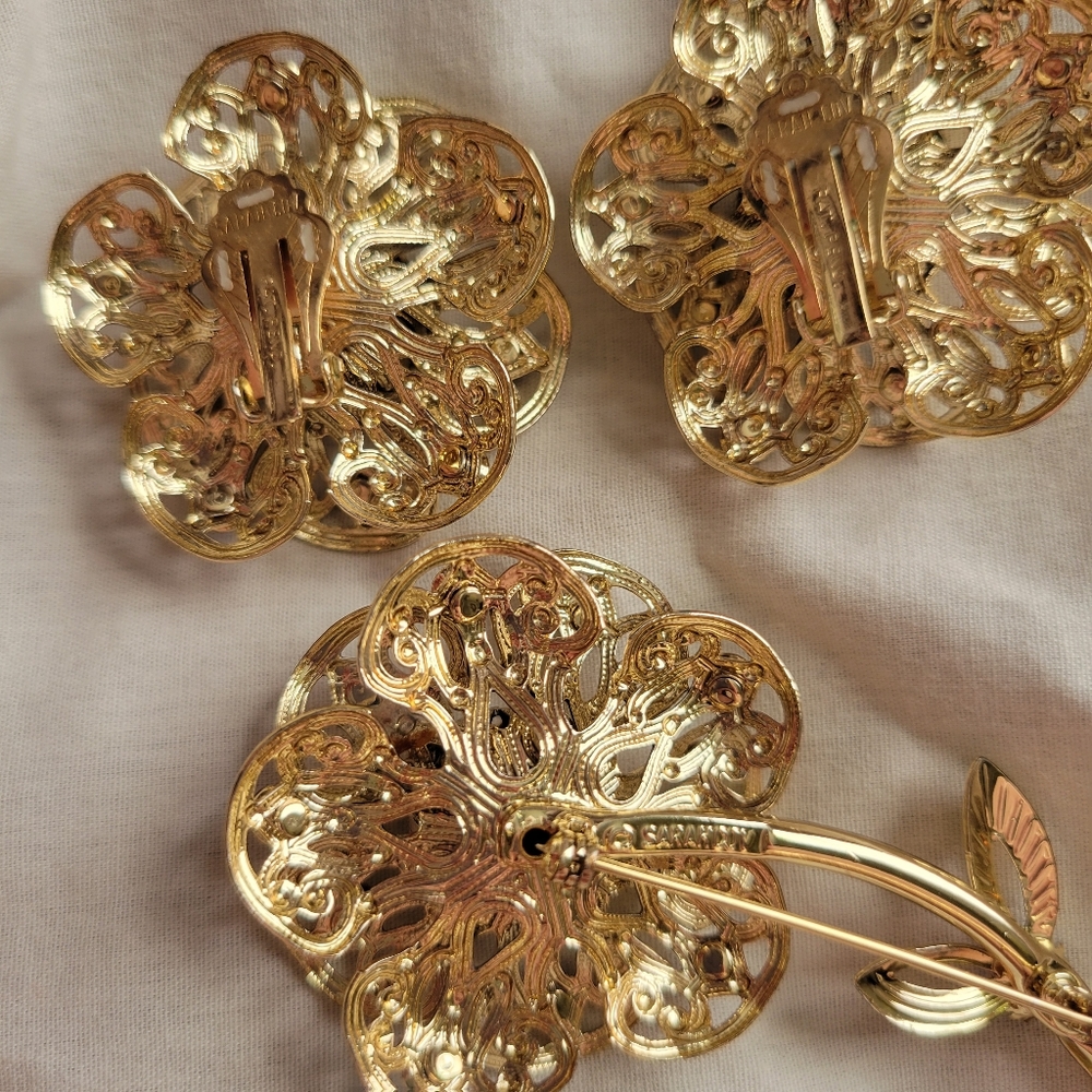 VTG Sara Coventry Demi-Parure "Fashion Flower" Set - Picture 7 of 12